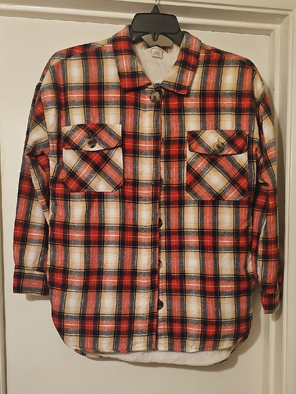 Passport Red Black Cream Plaid Utility Jacket